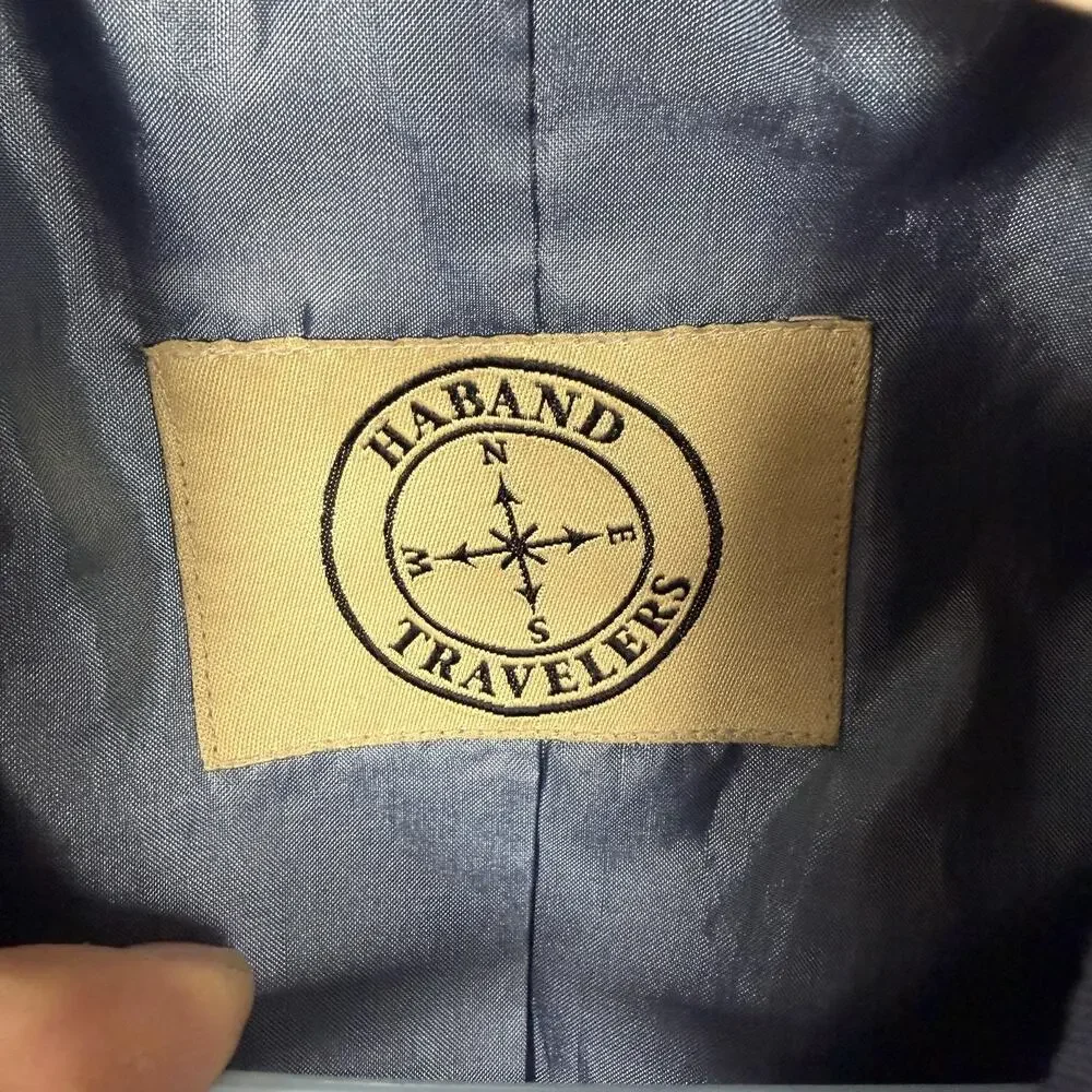 Haband Travelers Blazer Mens XL Blue Multi Pocket Travel Sport Coat Jacket